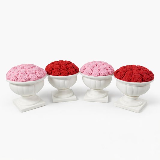 Jarrón pequeño y mediano con rosas