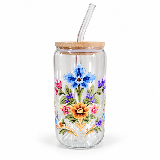 Tarro de Cristal floral 1